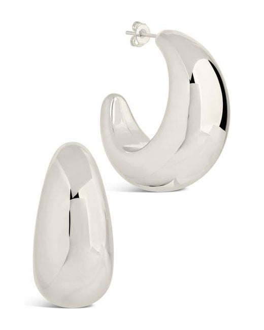Sterling Forever Metallic Eclipse Hoop Earrings