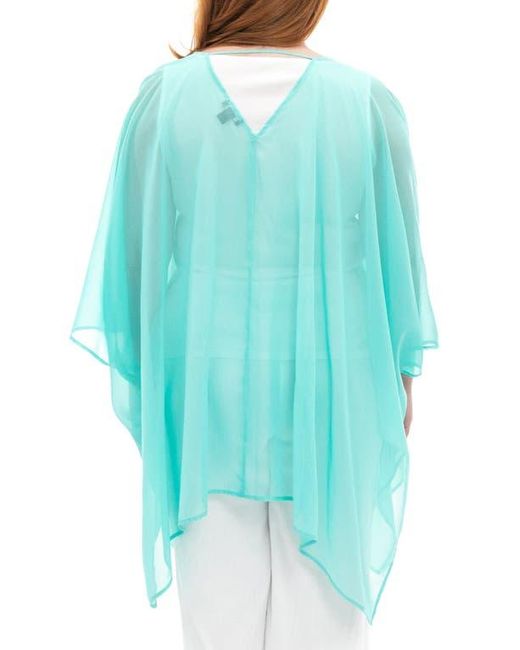Nina Leonard Blue Semi Sheer Open Front Topper