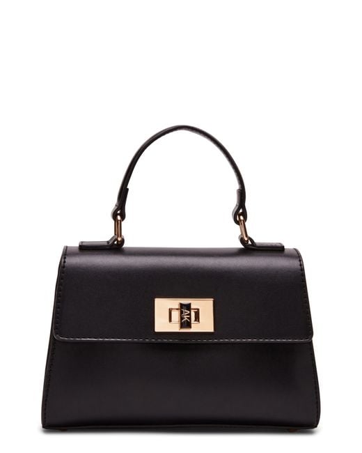 Anne Klein Black Mini Top Handle Turnlock Bag