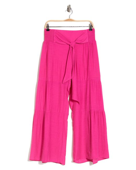 Nanette Lepore Pink Tie Waist Wide Leg Pleat Pants