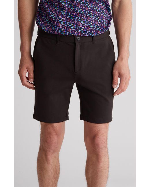 Bugatchi Black Flat Front Bermuda Shorts for men