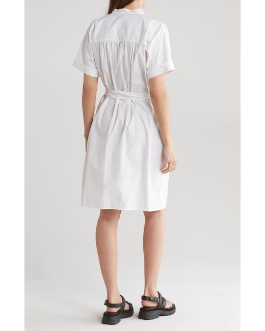 Nordstrom White Short Sleeve Cotton Poplin Shirtdress