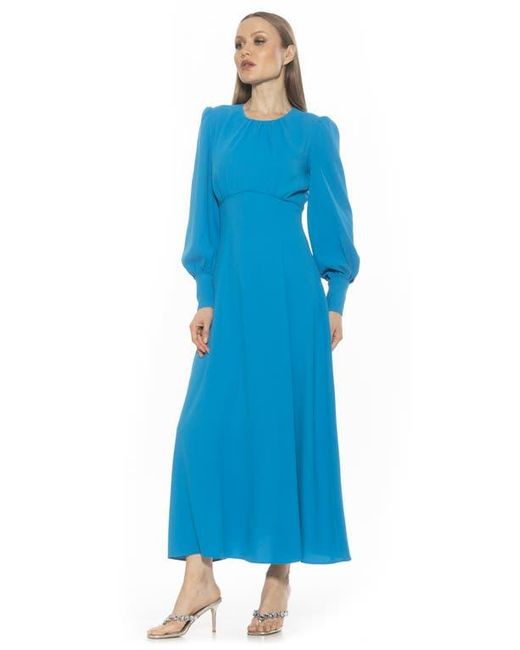 Alexia Admor Blue Yesenia Long Sleeve Empire Waist Maxi Dress