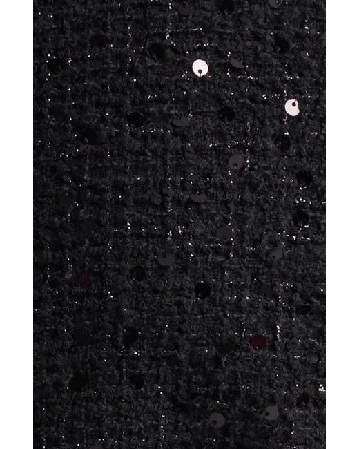 Alice + Olivia Black Coley Sequin Tweed A-Line Minidress