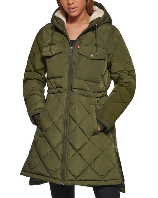 Levi's Fleece Lined Diamond Quilted Puffer Jacket In Army Green At Nordstrom Rack Lyst