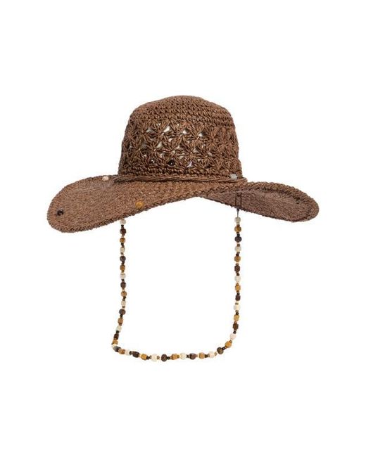 Steve Madden Brown Beaded Straw Hat