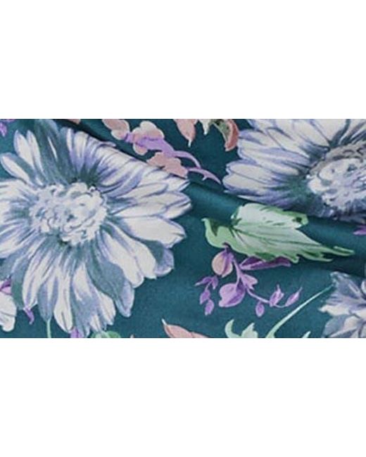Astr Blue Floral Ruched Cutout Dress