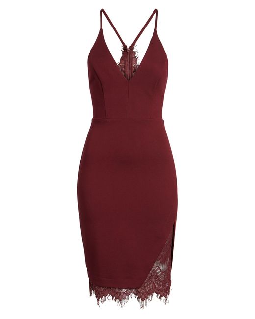 Astr Red Lace Body-con Dress