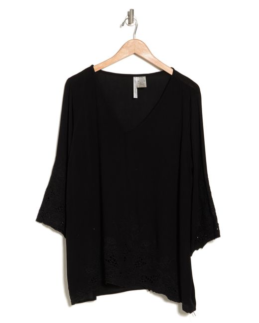 Forgotten Grace Black Cutout Embroidered Blouse