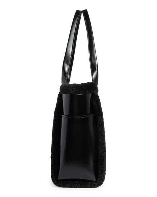 Kate Spade Black Jett Faux Shearling Trim Tote Bag
