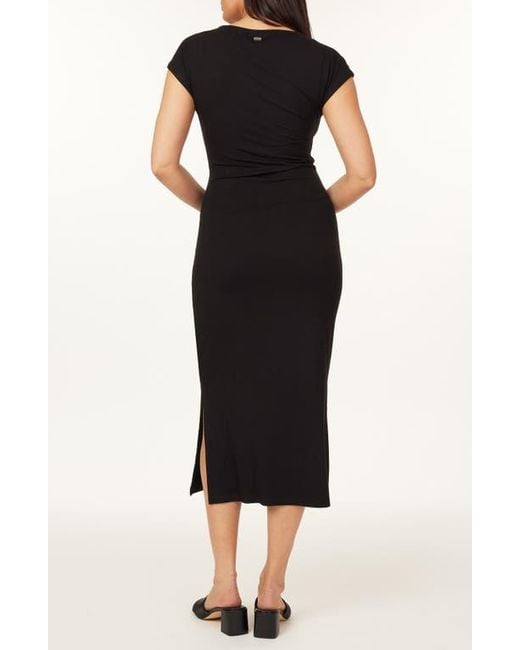 Scotch & Soda Black Cap Sleeve Midi Dress
