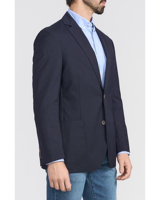 Flynt Blue Journey Solid Wool Sport Coat for men