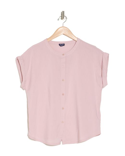Splendid Pink Provence Rolled Sleeve Button-up Top