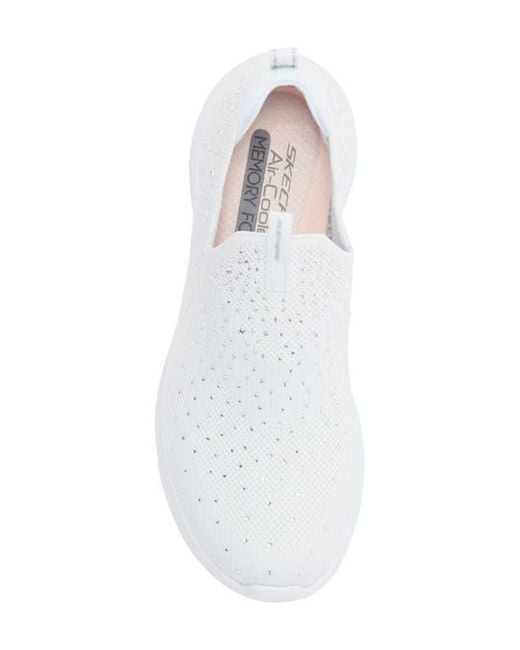 Skechers White Ultra Flex 3.0 Glam Night Slip-On Sneaker