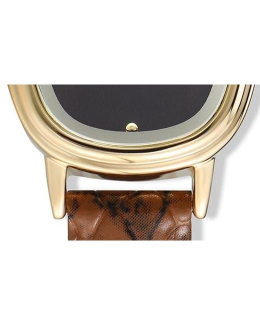 Ettika Brown Square Case Leather Strap Watch