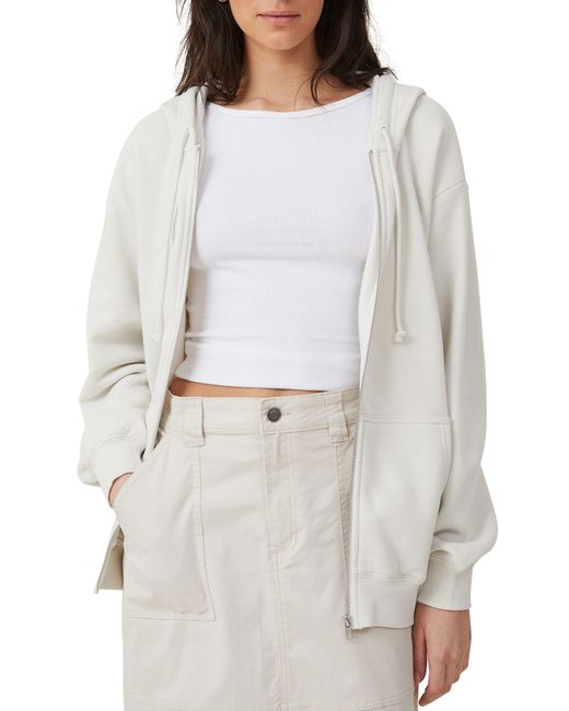 Cotton On White Classic Cotton Blend Zip Hoodie