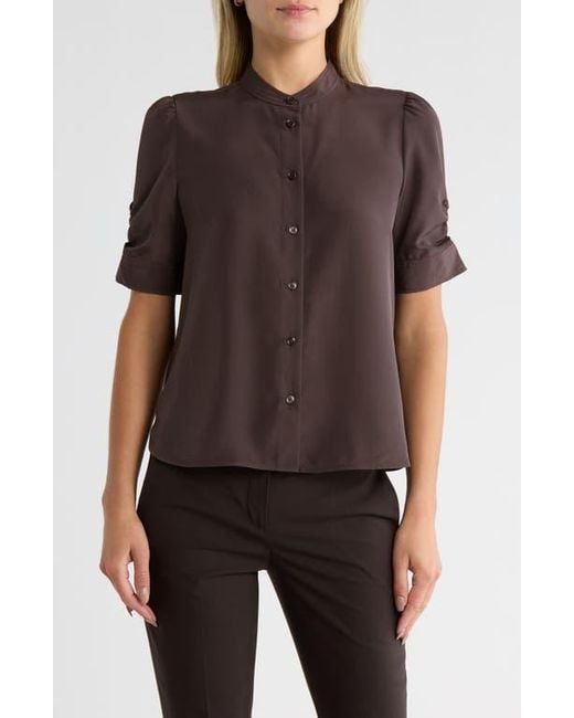 FRAME Brown The Frankie Puff Sleeve Shirt