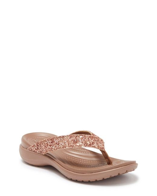 Crocs™ Capri V Glitter Flip Flop In Bronze At Nordstrom Rack Lyst