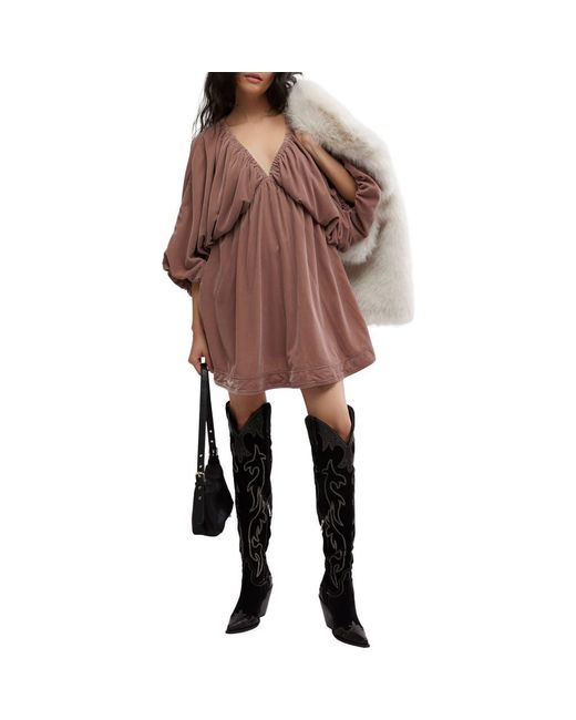 Free People Multicolor Portia Velvet Babydoll Minidress