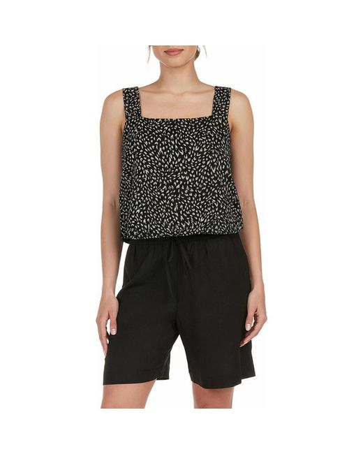 Matty M Black Back Button Square Neck Tank