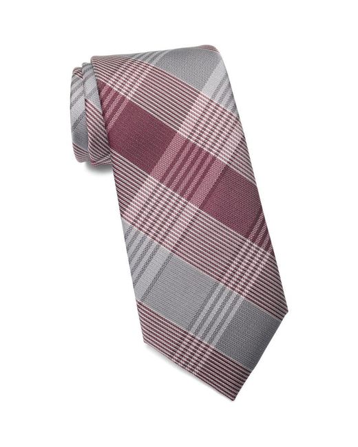 Calvin Klein Purple Paloma Plaid Tie for men