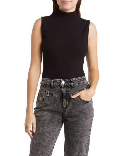 Love By Design Black Kendra Mock Neck Crop Tank Top
