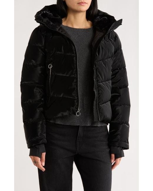 BCBGeneration Black Hooded Faux Fur Lined Water Resistant Puffer Jacket