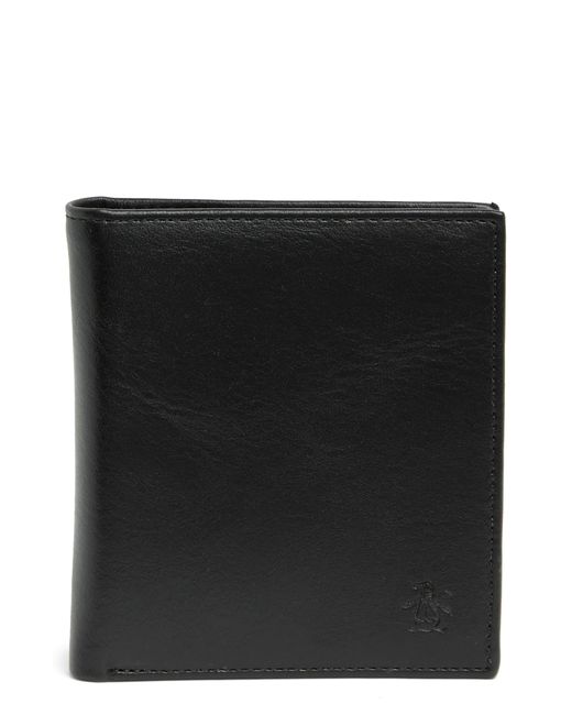 Original Penguin Black Euro Leather Bifold Wallet for men