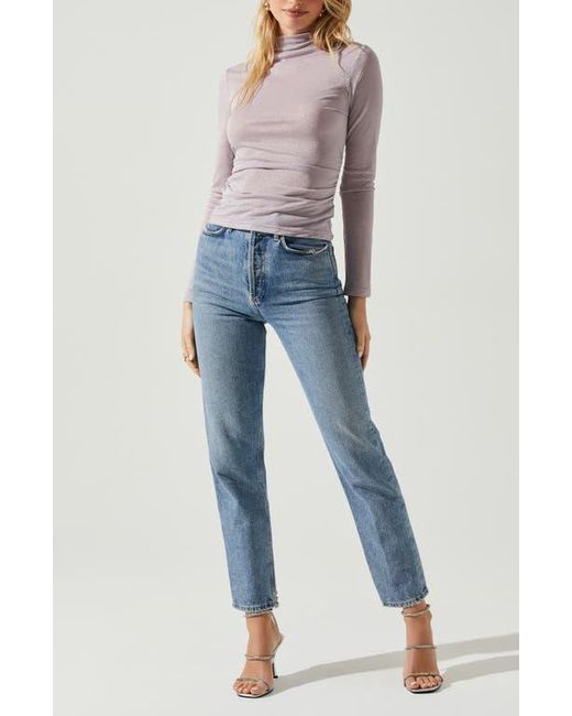Astr White Jobelle Long Sleeve Turtleneck Top
