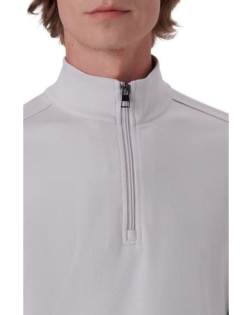 Bugatchi Gray Quarter Zip Knit Pullover for men