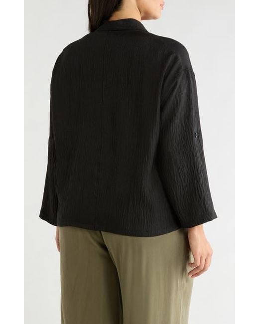 Max Studio Black Textured Open Front Jacket