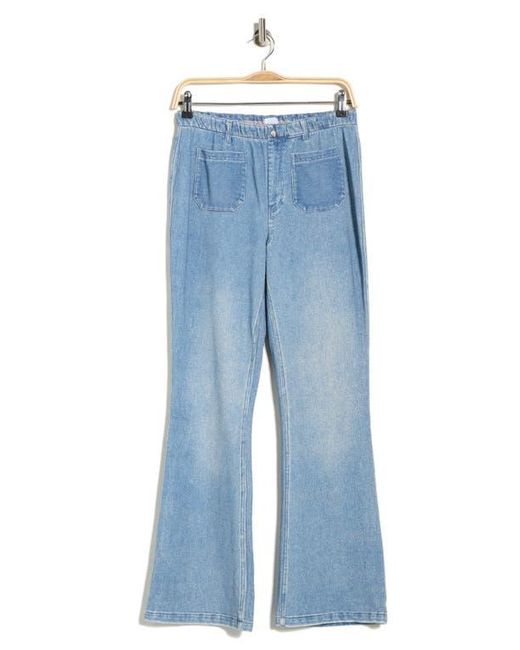 Ecru Blue Patch Pocket Flare Jeans