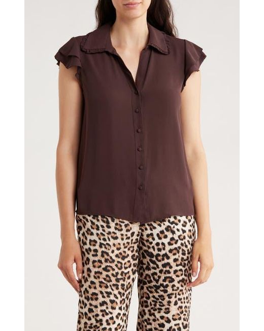 Tahari Tiered Flutter Sleeve Button-Up Shirt