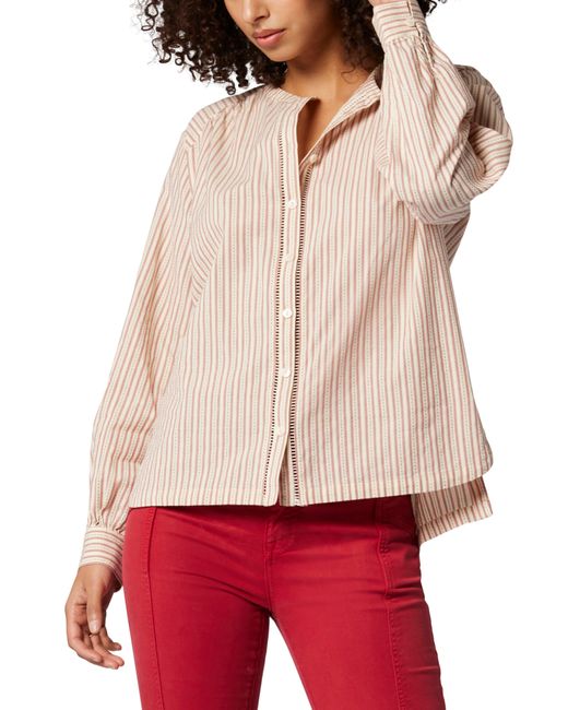 Joie Red Amie Stripe Cotton Button-up Shirt