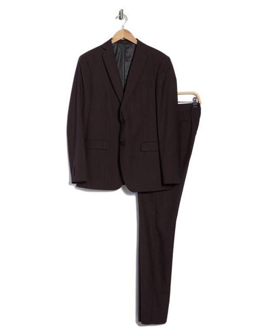 John Varvatos Black Solid Neat Wool Blend Suit for men