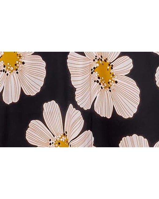 MELLODAY Black Floral Off The Shoulder Puff Sleeve Satin Dress