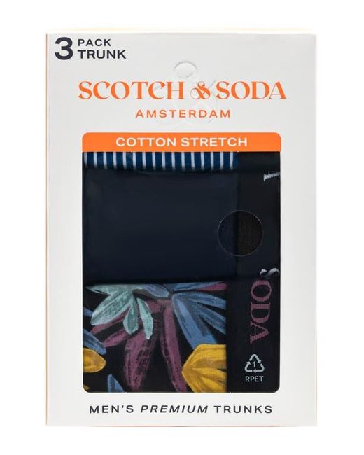 Scotch & Soda Blue 3-Pack Cotton Stretch Trunks for men