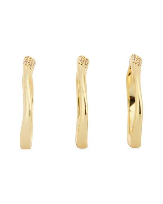 Nordstrom Rack Metallic Demi-Fine Set Of 3 Cubic Zirconia Molten Band Rings
