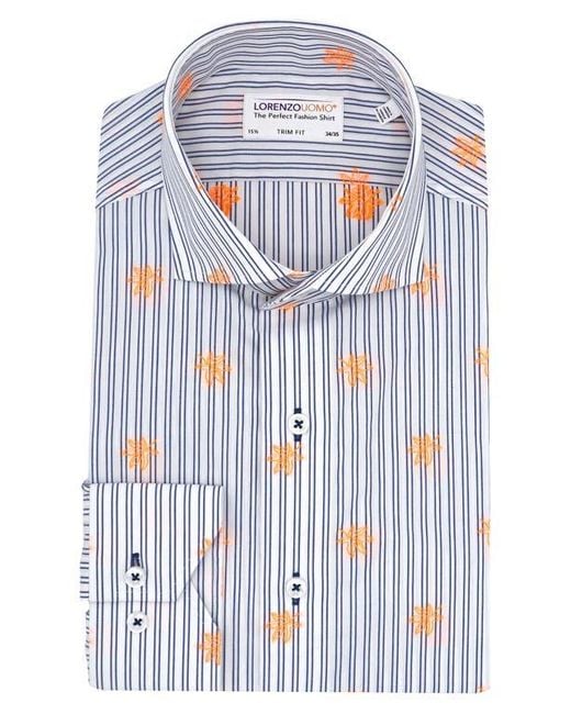 Lorenzo Uomo Trim Fit Stripe Neon Embroidery Dress Shirt in Blue for Men |  Lyst