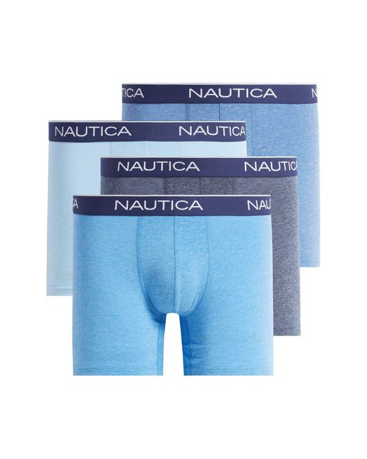 Nautica Blue Assorted 4-pack Heather Boxer Briefs for men
