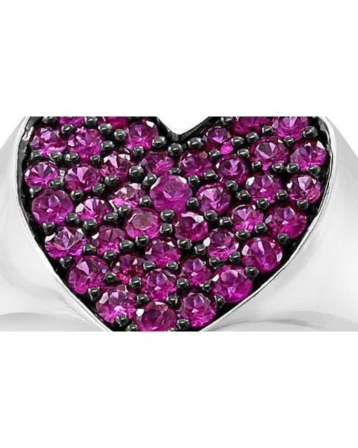 Effy Purple Pavé Ruby Heart Ring