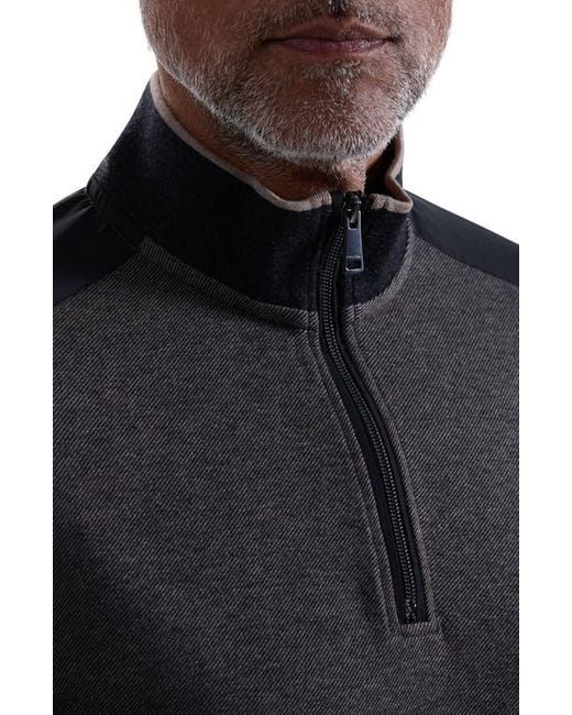 Bugatchi Black Mélange Quarter Zip Top for men