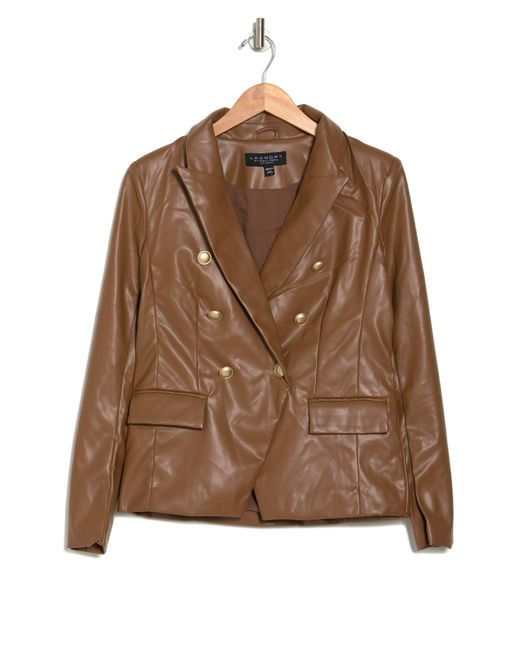 Laundry by Shelli Segal Faux Leather Double-breasted Jacket In Tan At ...