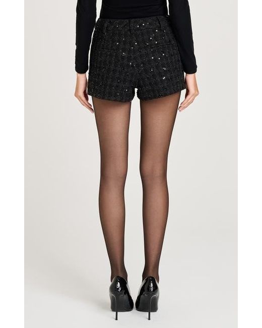 Wayf X Sara Walker Andie Sequin Tweed Shorts in Black | Lyst