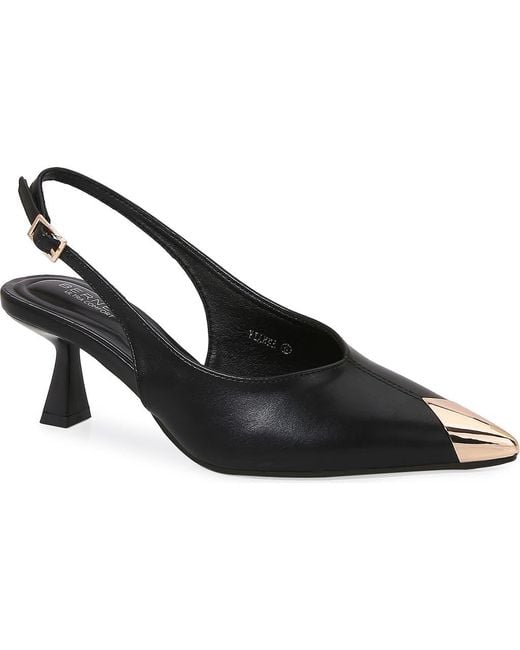 BERNESS Black Vianna Cap Toe Slingback Pump