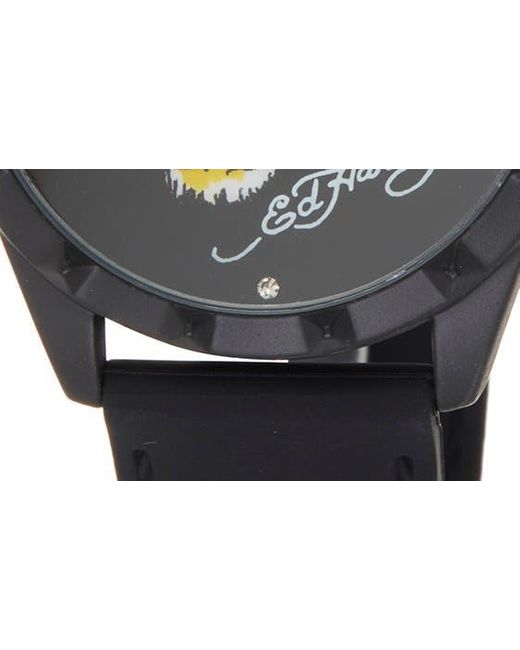 Ed Hardy Black Stud Silicone Strap Watch for men