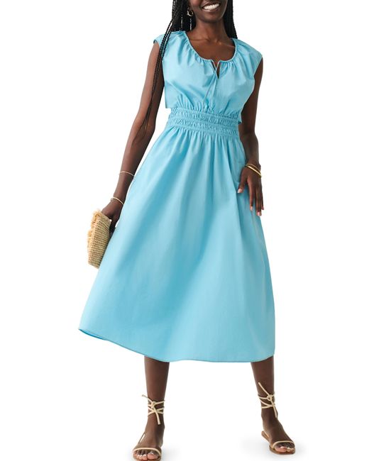 Faherty Brand Blue Amalfi Cutout Dress