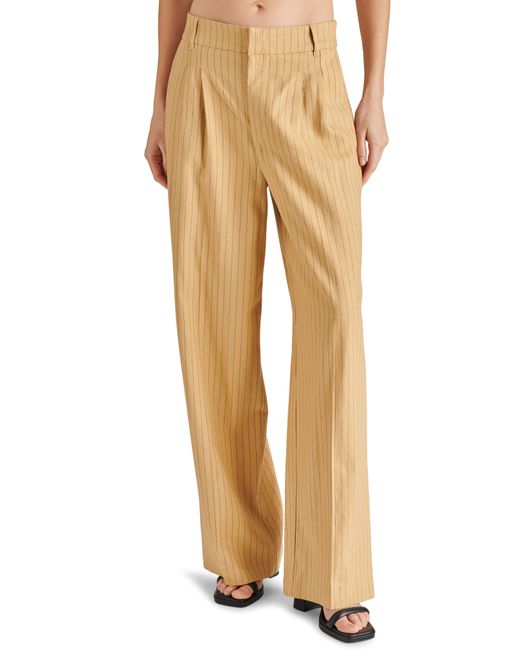 Steve Madden Natural Pleated Stripe Trousers