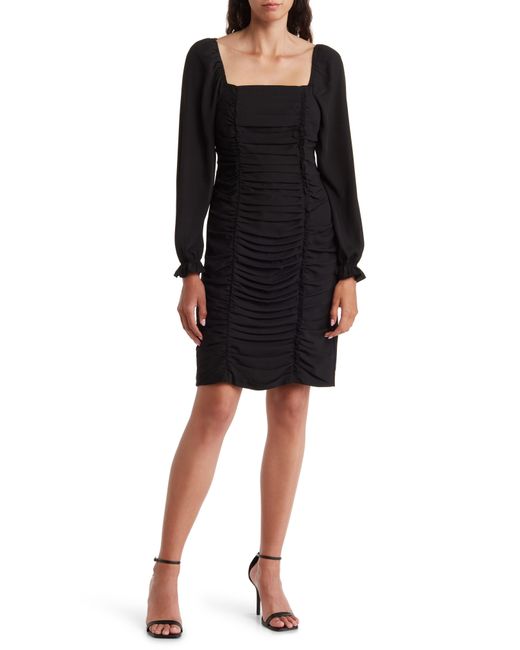 Nicole Miller Lora Ruched Crepe Dress in Black | Lyst