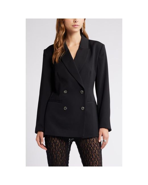 Open Edit Black Double Breasted Blazer